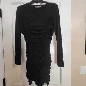 NWT Michael Kors Black Long Sleeve Ruched Bodice Dress XS